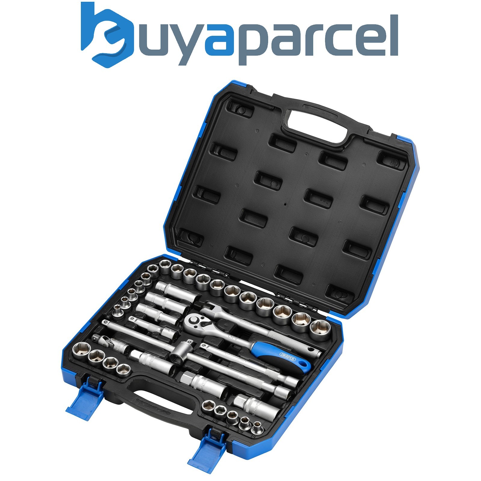 Draper 16361 Combined MM/AF Socket Set, 3/8" Sq. Dr. (39 Piece)