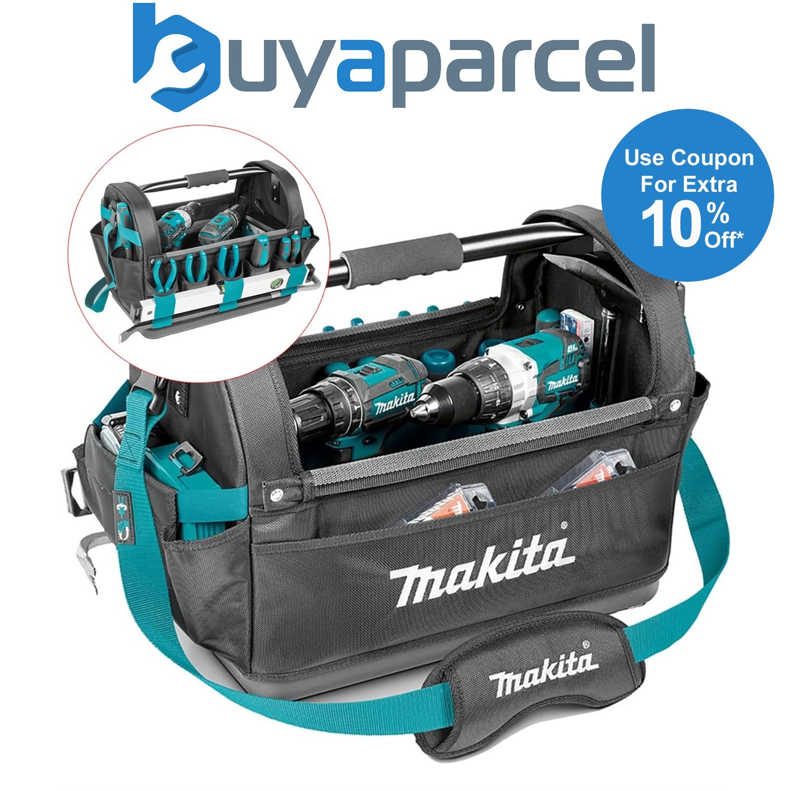 Makita E-15403 Large Open Tote Bag 18" Hand Power Tool Toolbag Strap System