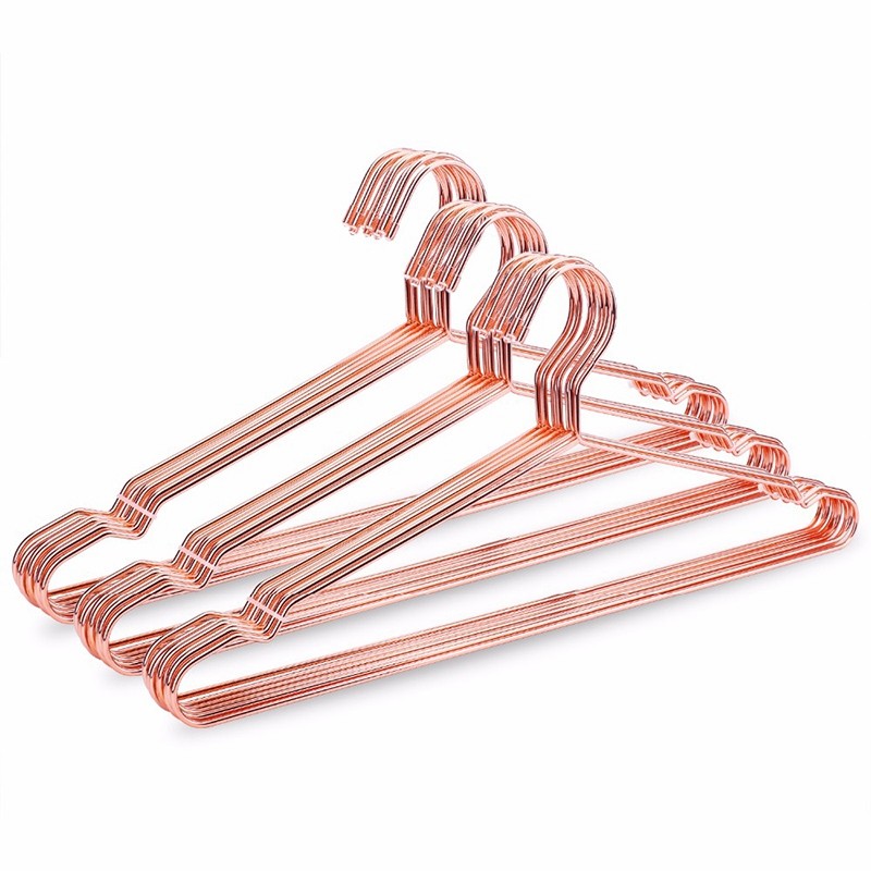 10Pcs Rose Copper Gold Metal Clothes Shirts Hanger with Groove, Heavy Duty2988