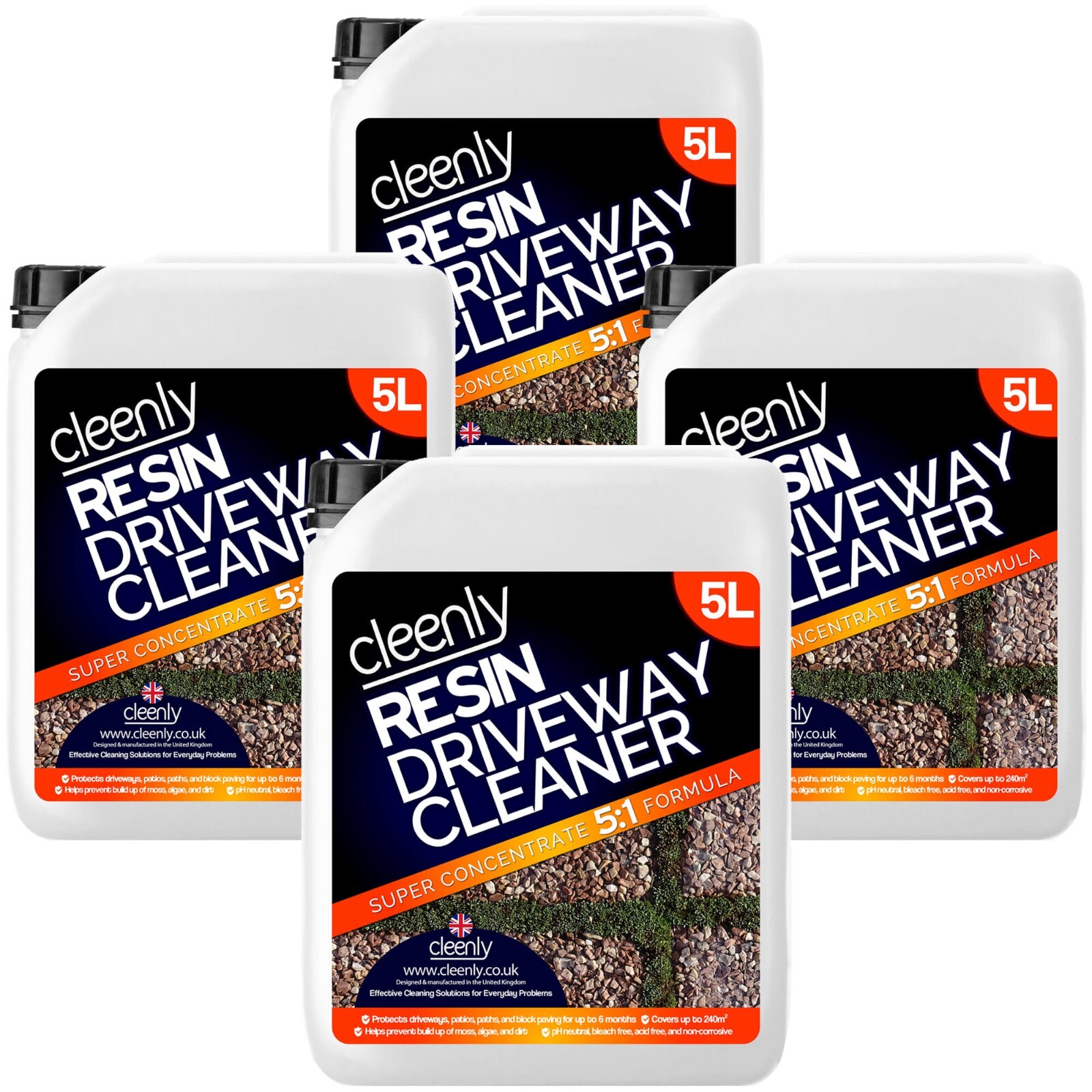 Cleenly Resin Driveway Cleaner Patio Mould Algae Remover Liquid Drive Tarmac 20L