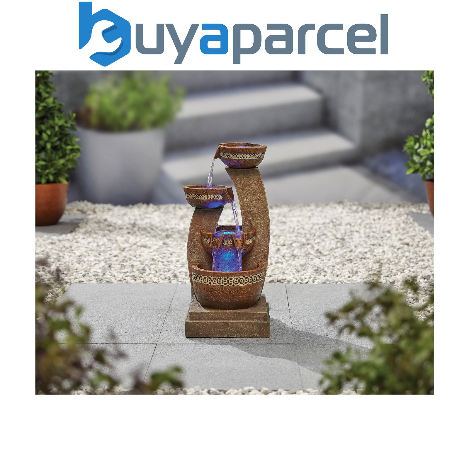 Easy Fountain Azure Column LED Garden Water Feature Fountain Blue Light