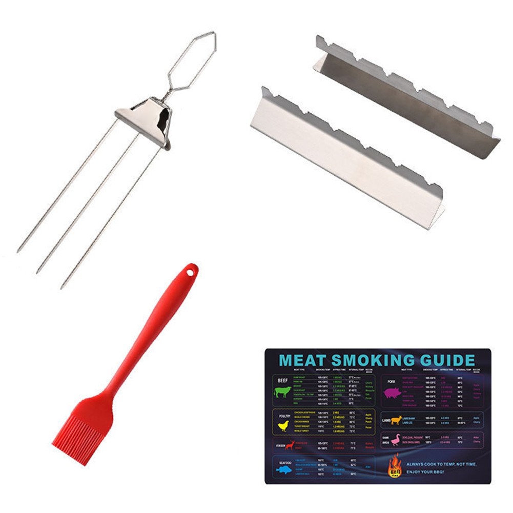 Three-Way BBQ Skewers, Stainless Steel BBQ Skewers, Easy to Use Pusher7988