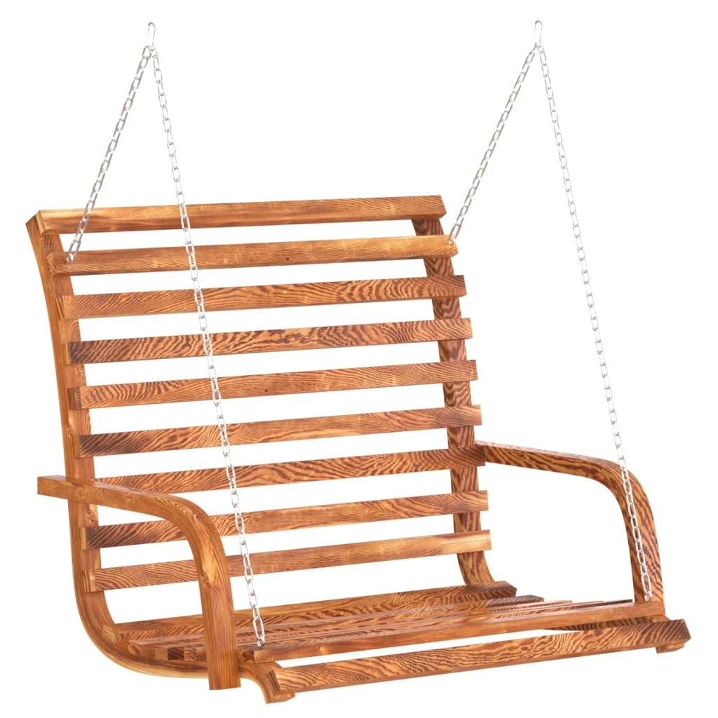 Solid Bent Wood Swing Bench with Teak Finish Outdoor Hanging Chair vidaXL