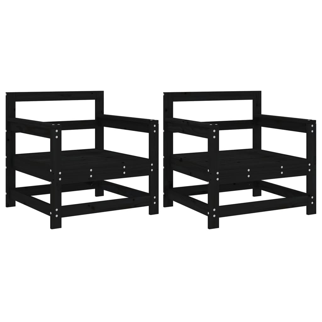 Garden Chairs Outdoor Chair Seat Armchair 2 pcs Black Solid Wood Pine vidaXL