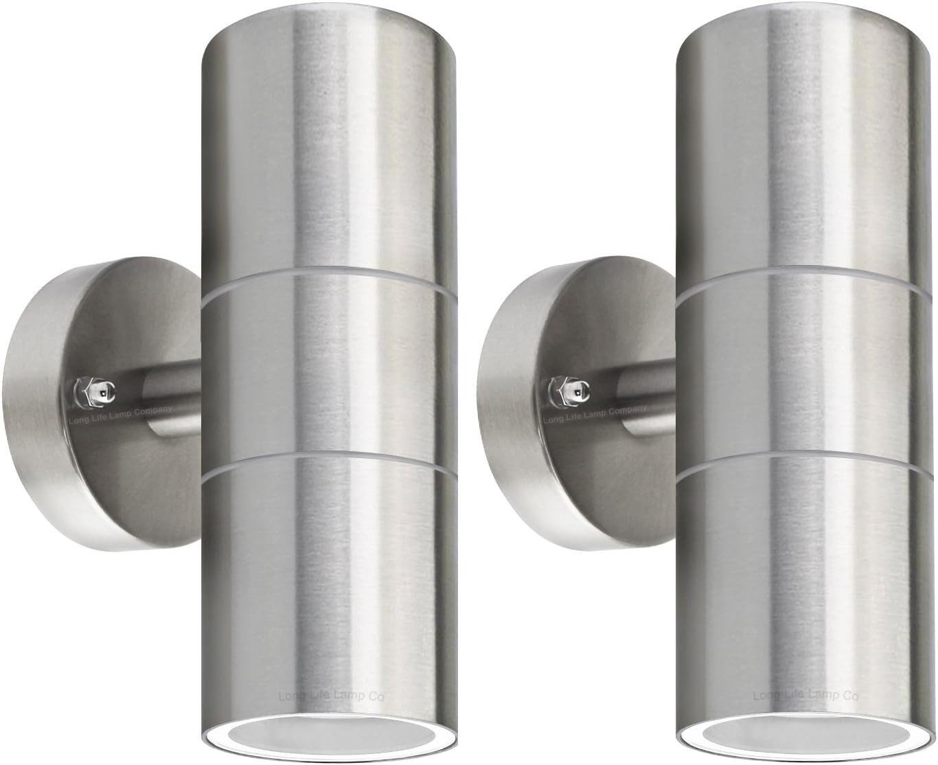 Long Life Lamp Company 2 X Modern Stainless Steel Up Down Double Wall Spot Ligh