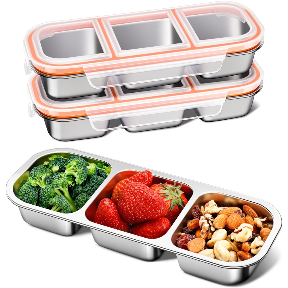 3 Pack Stainless Steel Snack Containers for Kids & Adults with 35015
