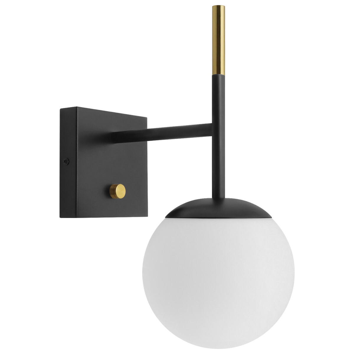 Indoor Brass Black Wall Light Frosted Glass Globe Sconce Modern H3125