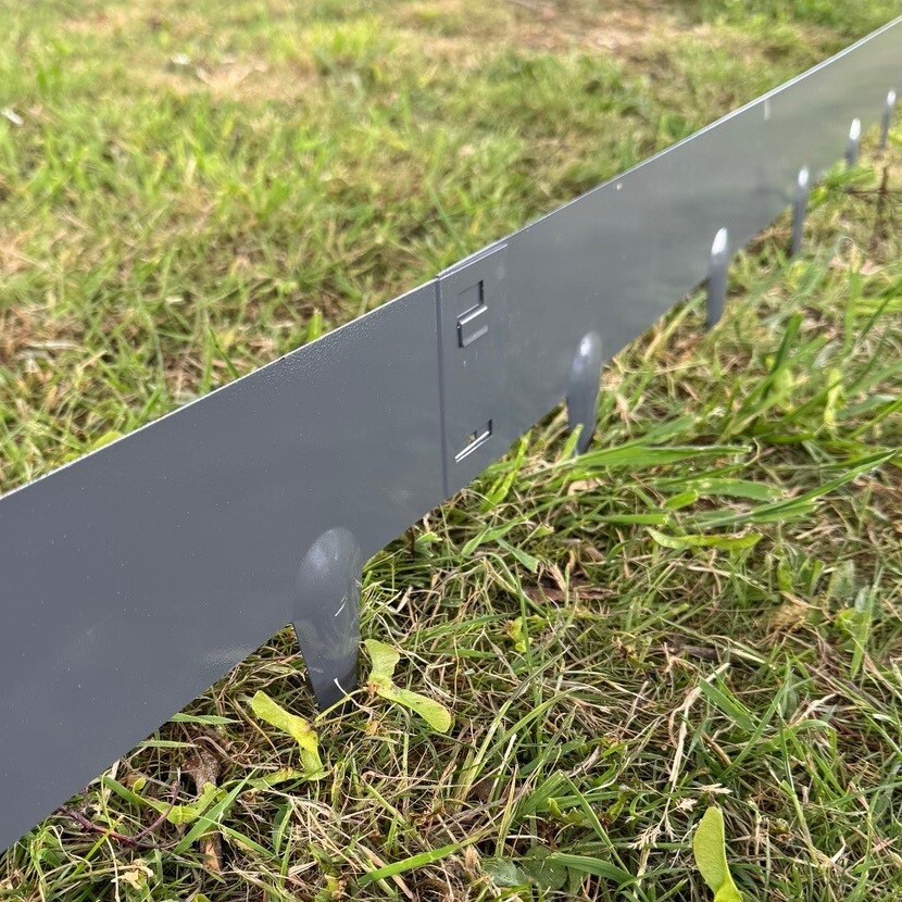 Metal Garden Path, Lawn & Border Edging in Grey (10m x 8cm) - 10 Panels