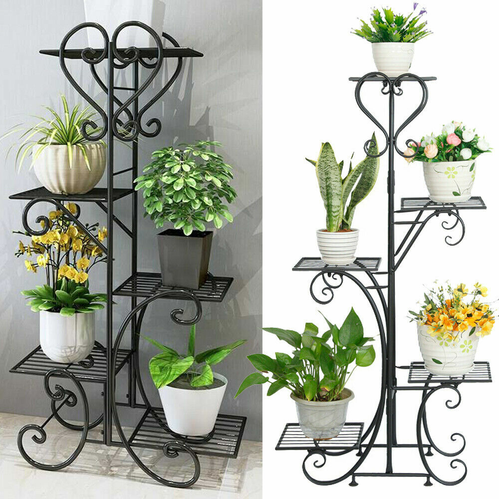 Tall 5 Tiered Plant Stand Rustproof Metal Flower Bonsai Display Shelf Garden Dec