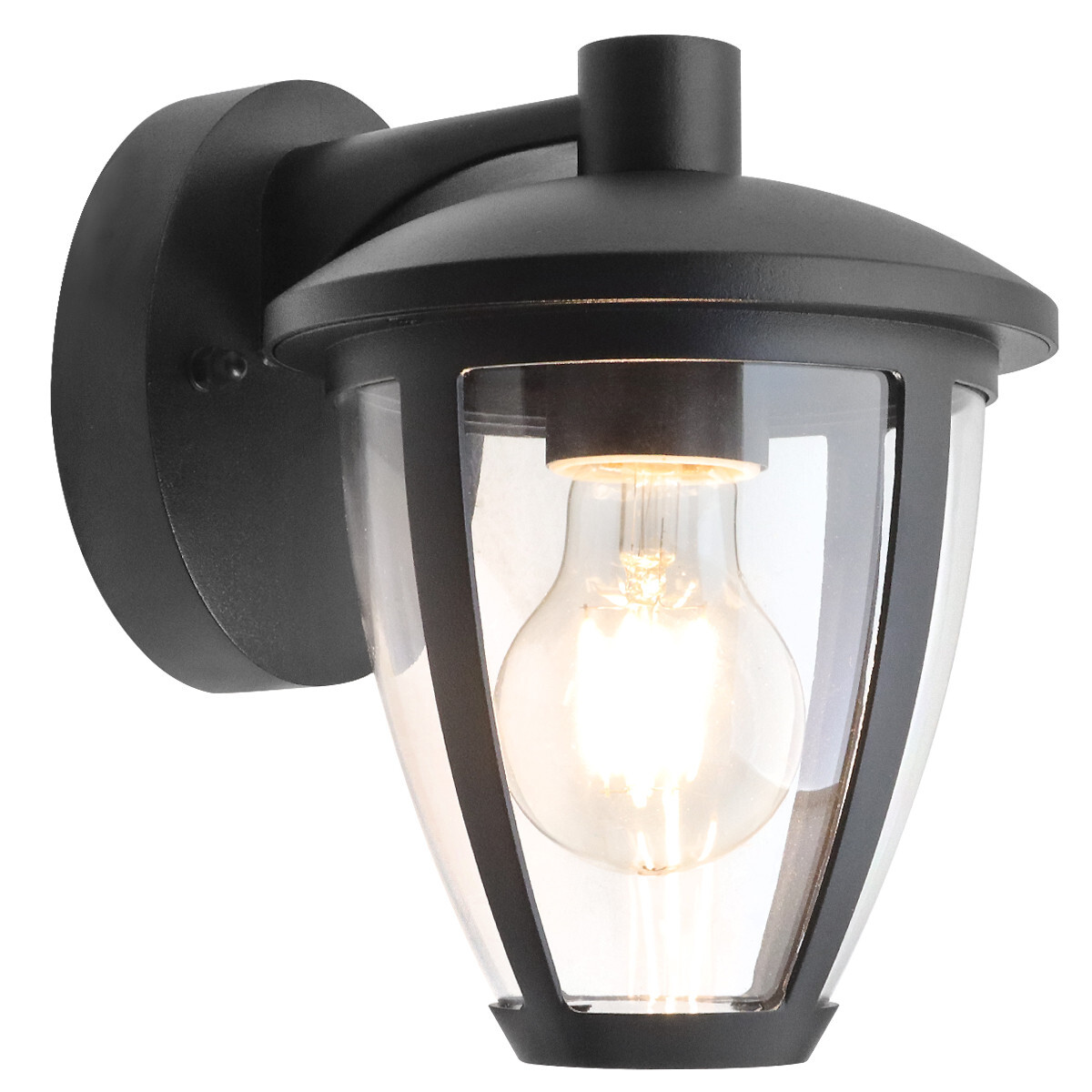 Outdoor Downward Wall Light Black Lantern Clear Diffuser Mounted IP44 ZLC381
