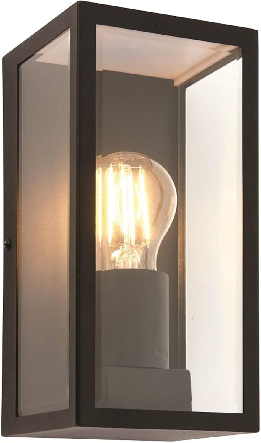 National Lighting Outdoor Wall Light - Matt Black Stainless Steel Boxed Lantern