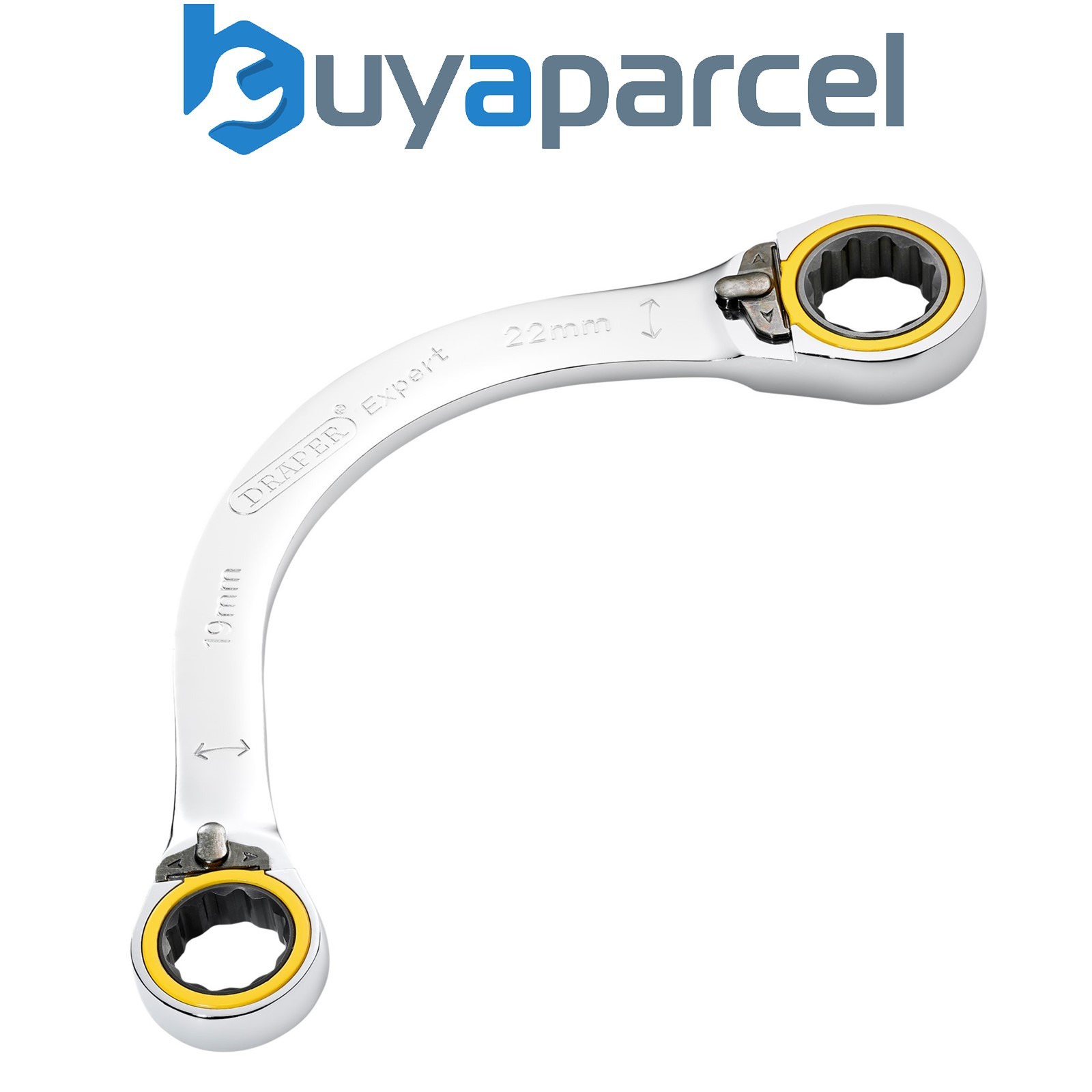 Draper 03937 Draper Expert HI-TORQ Double Ring Ratchet Half Moon Spanner, 19 x 2