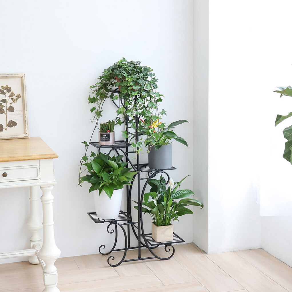 5 Tier Herb Heavy Duty Metal Plant Stand Flower Planter Corner Shelf Rack 42inch
