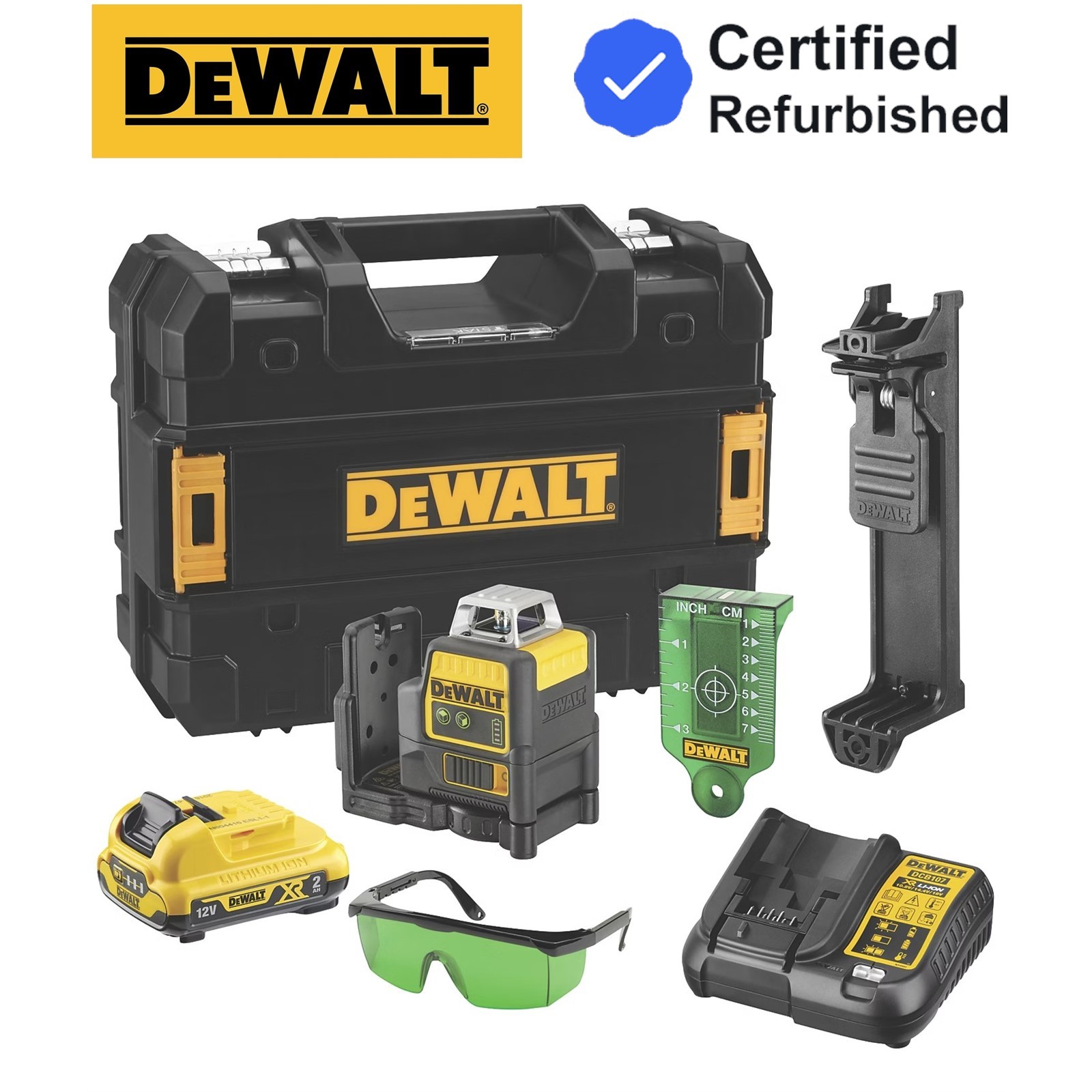 DeWalt DCE0811D1G 12v Self Levelling Multi Line Green Laser Level + Bracket