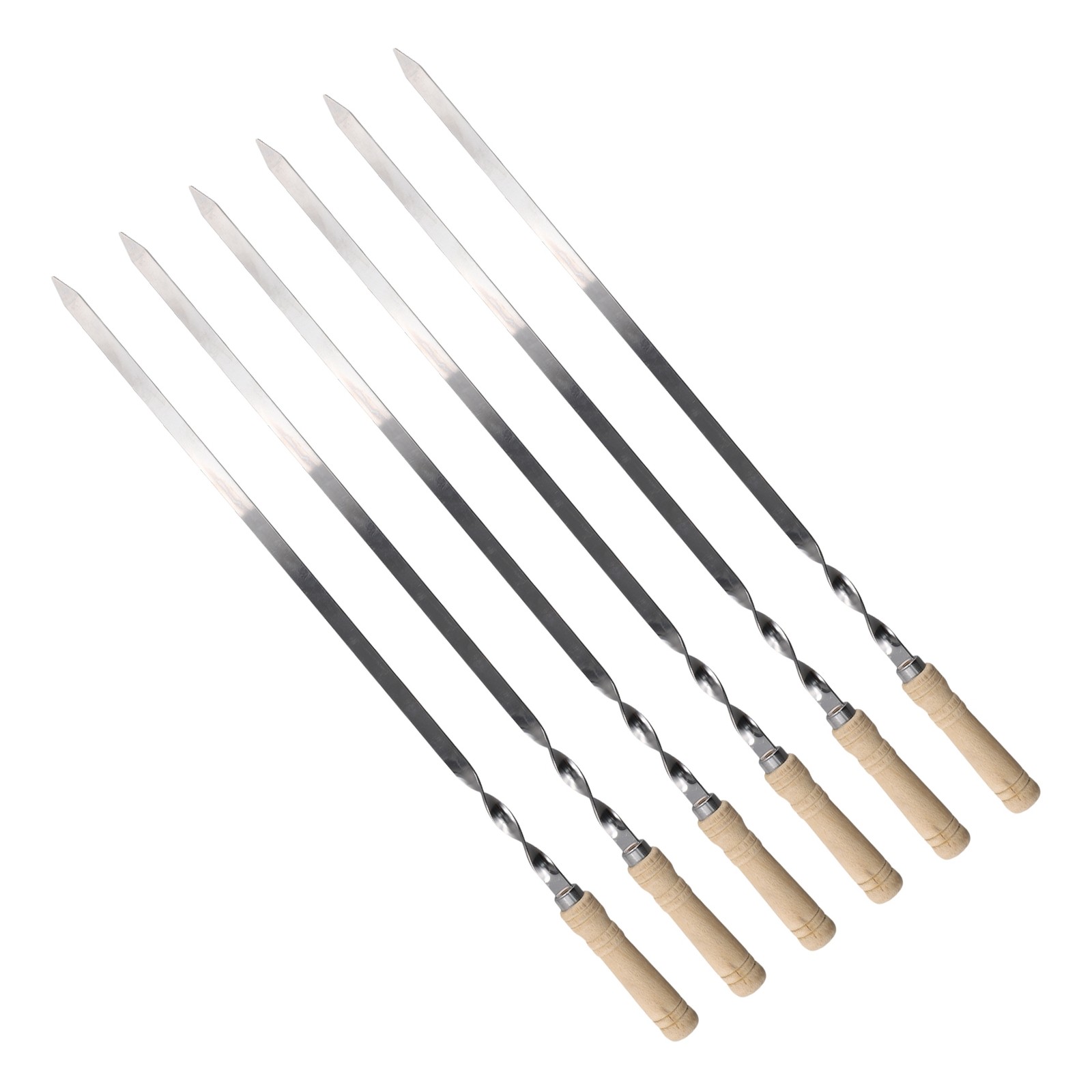 3X(6Pcs 55cm BBQ Skewers Long Handle Shish Kebab Barbecue Grill Stick Wood6641