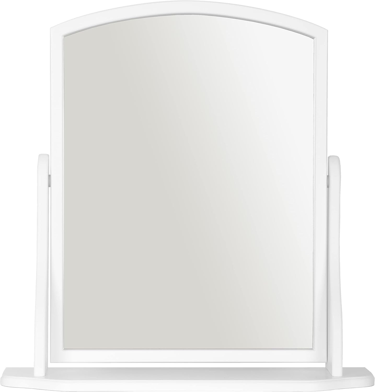 Arched Wood Dressing Table Mirror, White, 44x44cm, Wooden Free Standing Tableto
