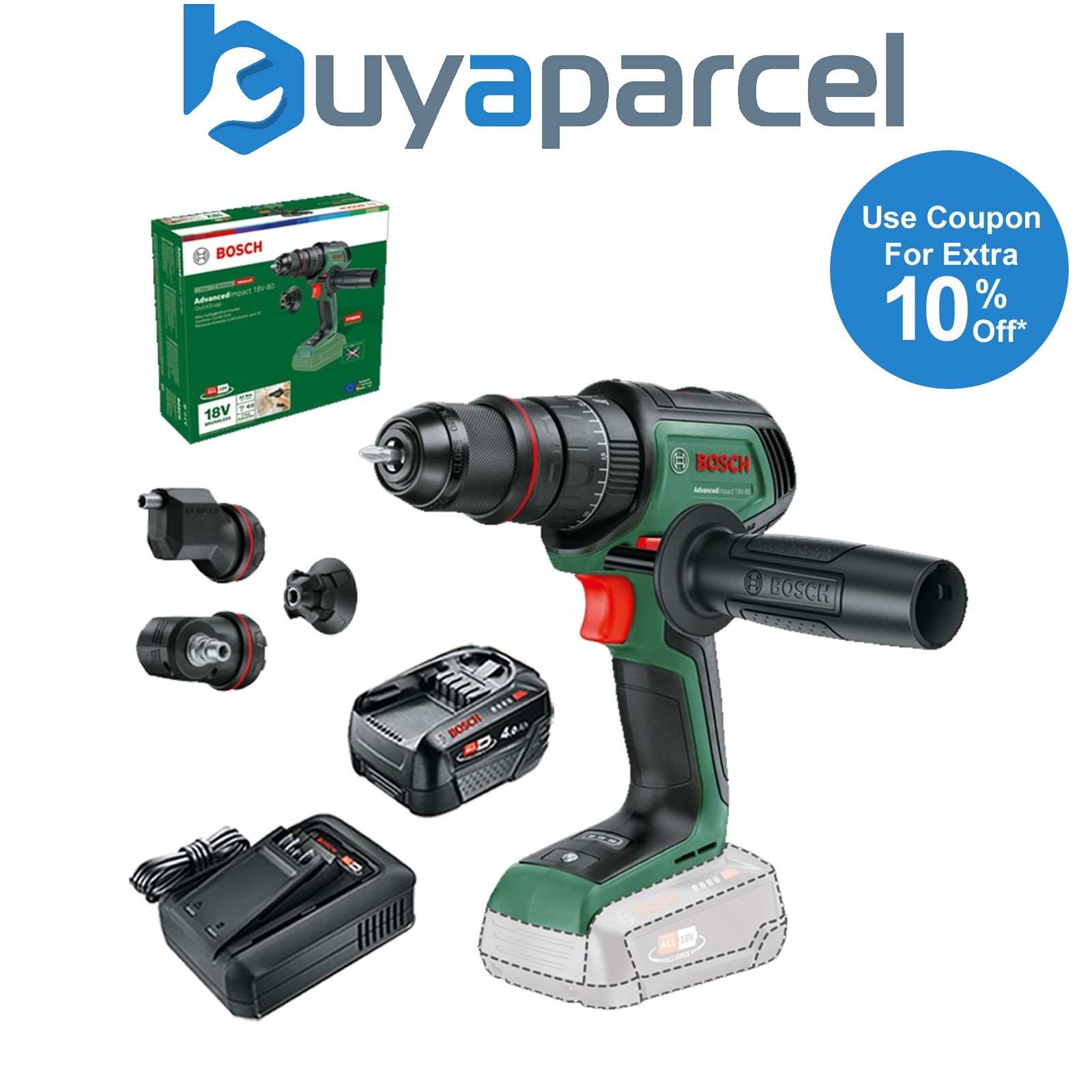 Bosch 06039E2103 18v Combi Drill AdvancedImpact 4 QuickSnap Chuck + 4AH Battery