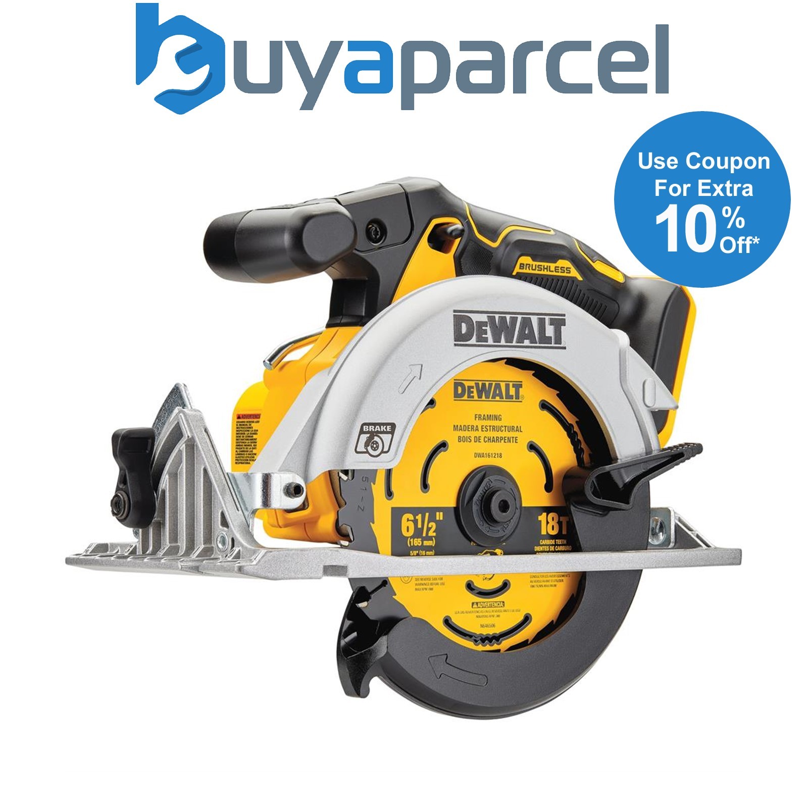 DeWalt 18v DCS565N XR Brushless Compact 165mm Circular Saw DCS565N-XJ Bare Tool