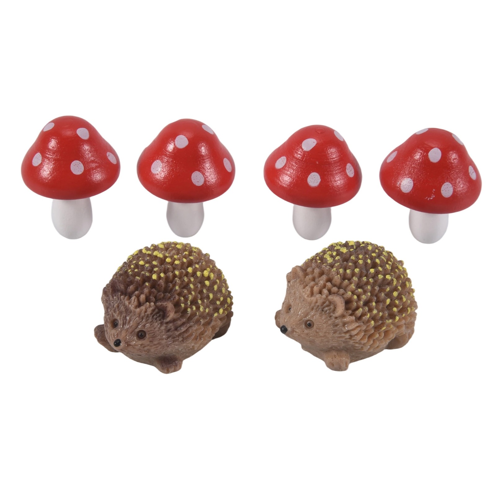 10X(Garden Fairy Accessories Resin Hedgehogs and Wood Mushroom Miniature2823