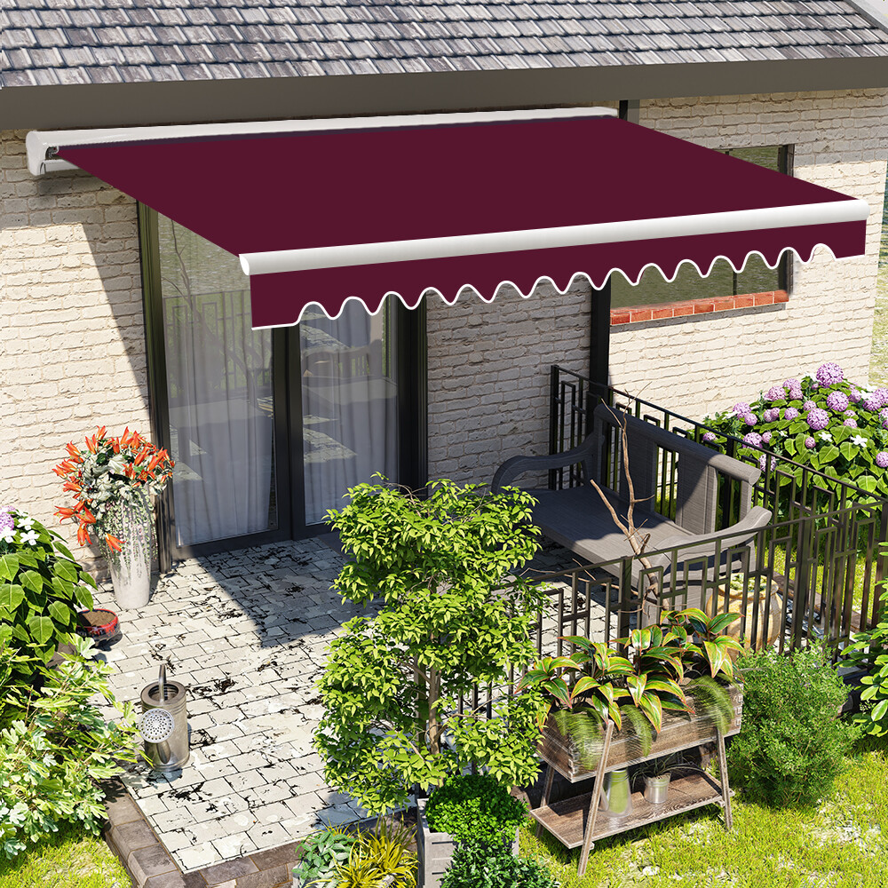 Half Cassette Electric Awning Patio UV Shade Canopy Retractable 3.95x3M Wine Red