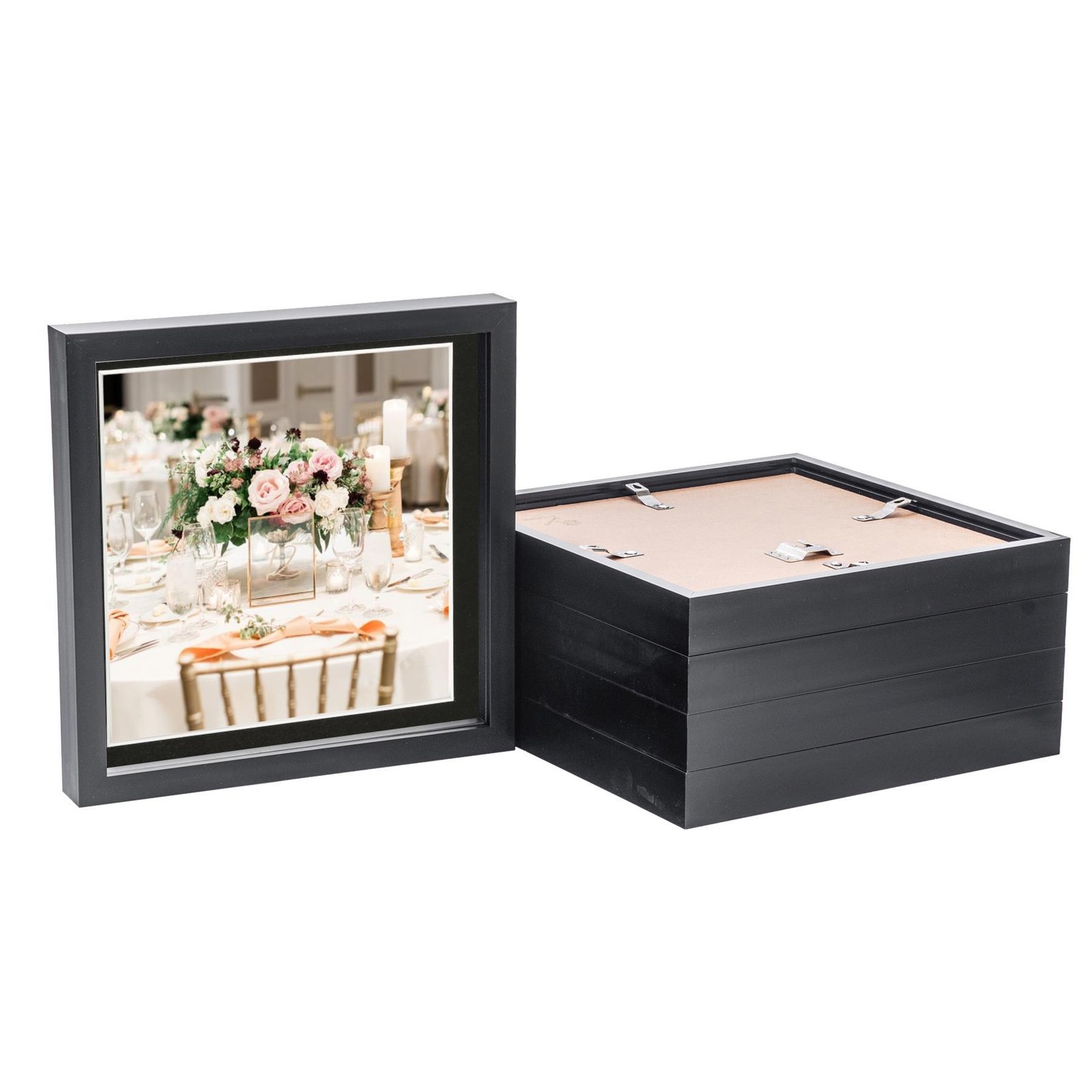 5x 3D Box Photo Frames Picture Display 10 x 10" with 8 x 8" Mount Black/Black