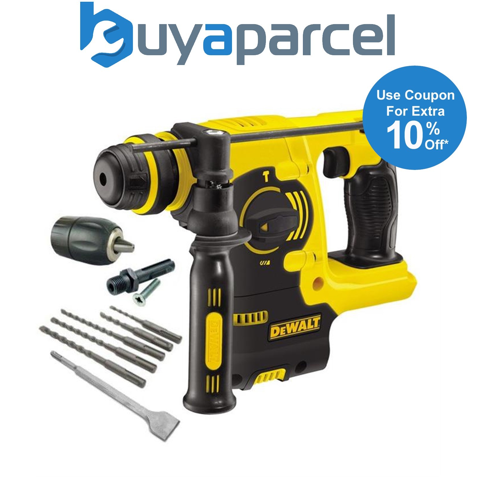 Dewalt DCH253N 18v 3kg SDS+ Rotary Hammer Drill Bare + 5 Piece SDS Set + Chuck