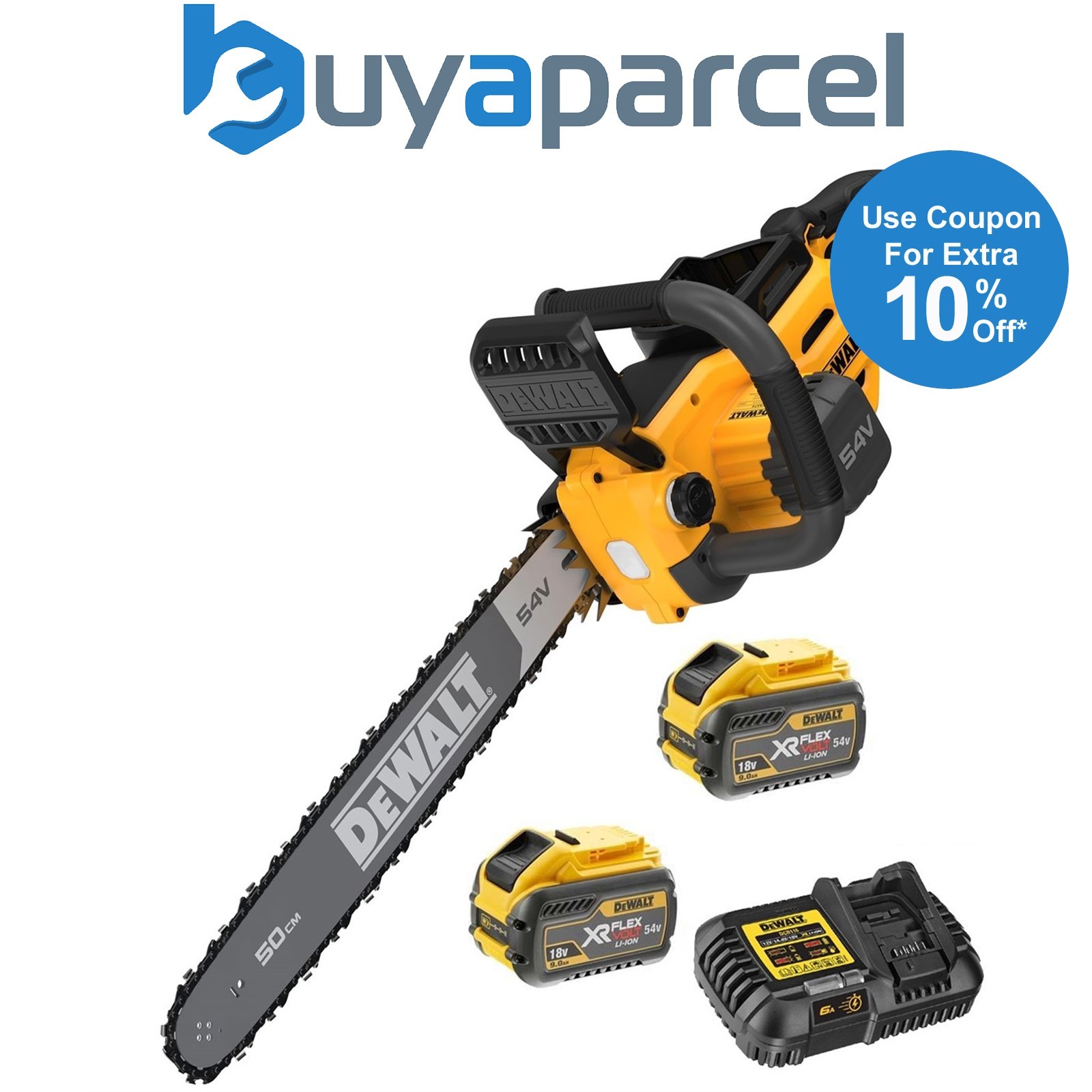 Dewalt DCMCS575X2 XR FlexVolt Chainsaw Brushless 50cm Bar 54V 2 x 9ah Batteries