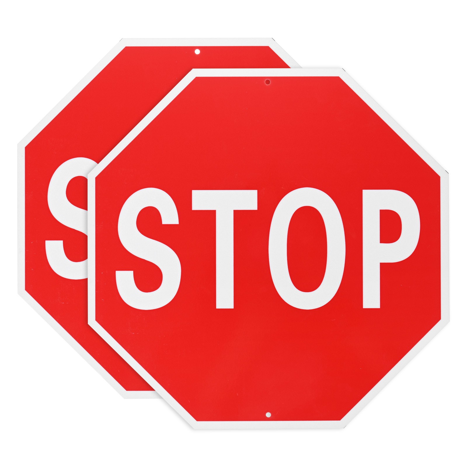 2 PCS Stop Sign 24x24" Aluminum,White Letters on Red Background