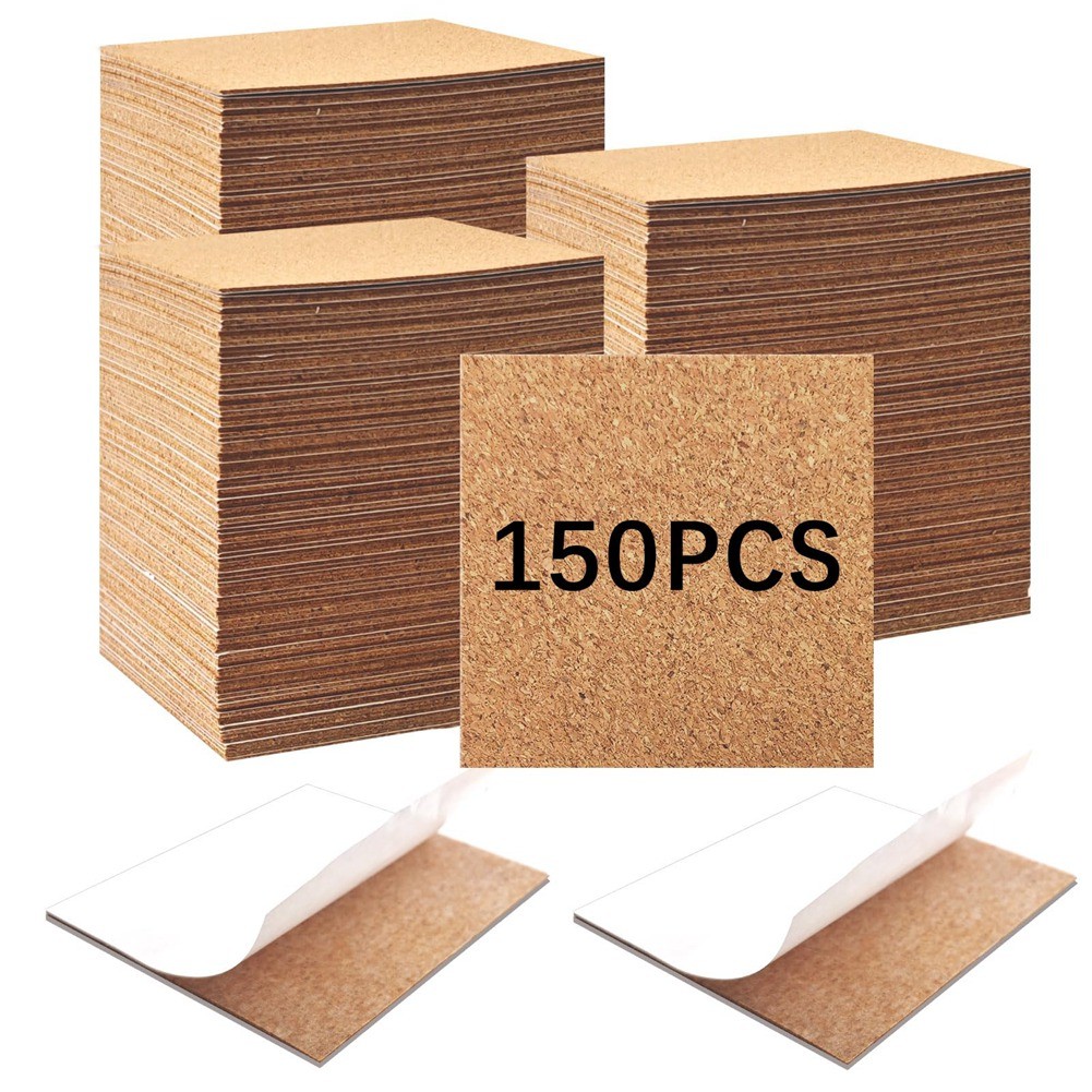 150PCS Self Adhesive Cork for Coasters, Bulk 4x4inch Coaster Bottoms Self8021