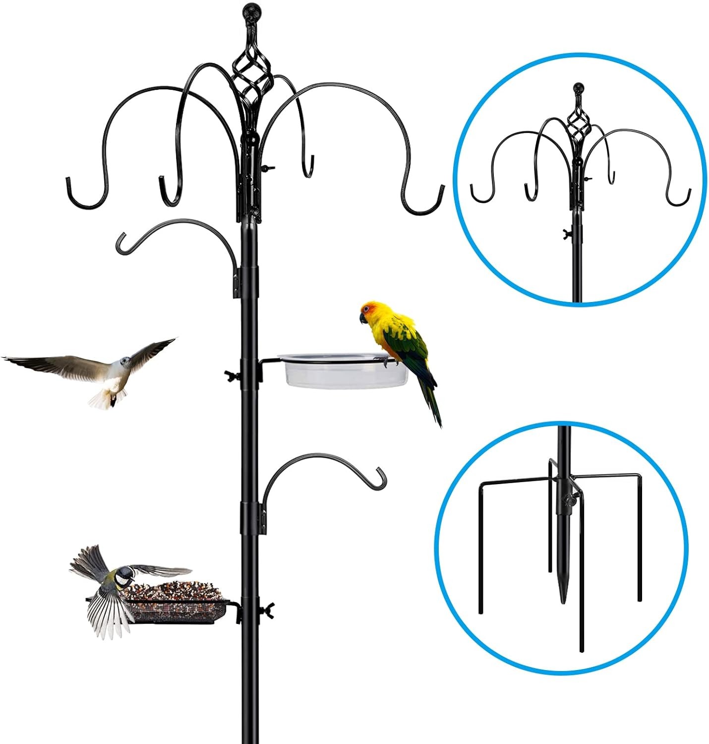 Bird Feeding Station,75 inch Wild Bird Feeder Pole with Water Bath Tray,Suet Fe