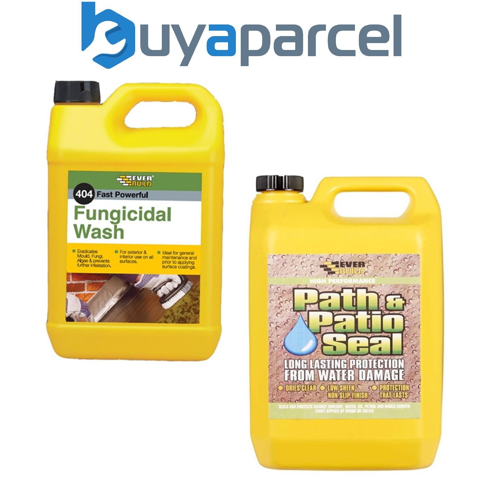 Everbuild 404 Fungicidal Path Drive Wash Algae Remover and 405 Stone Sealer 5L