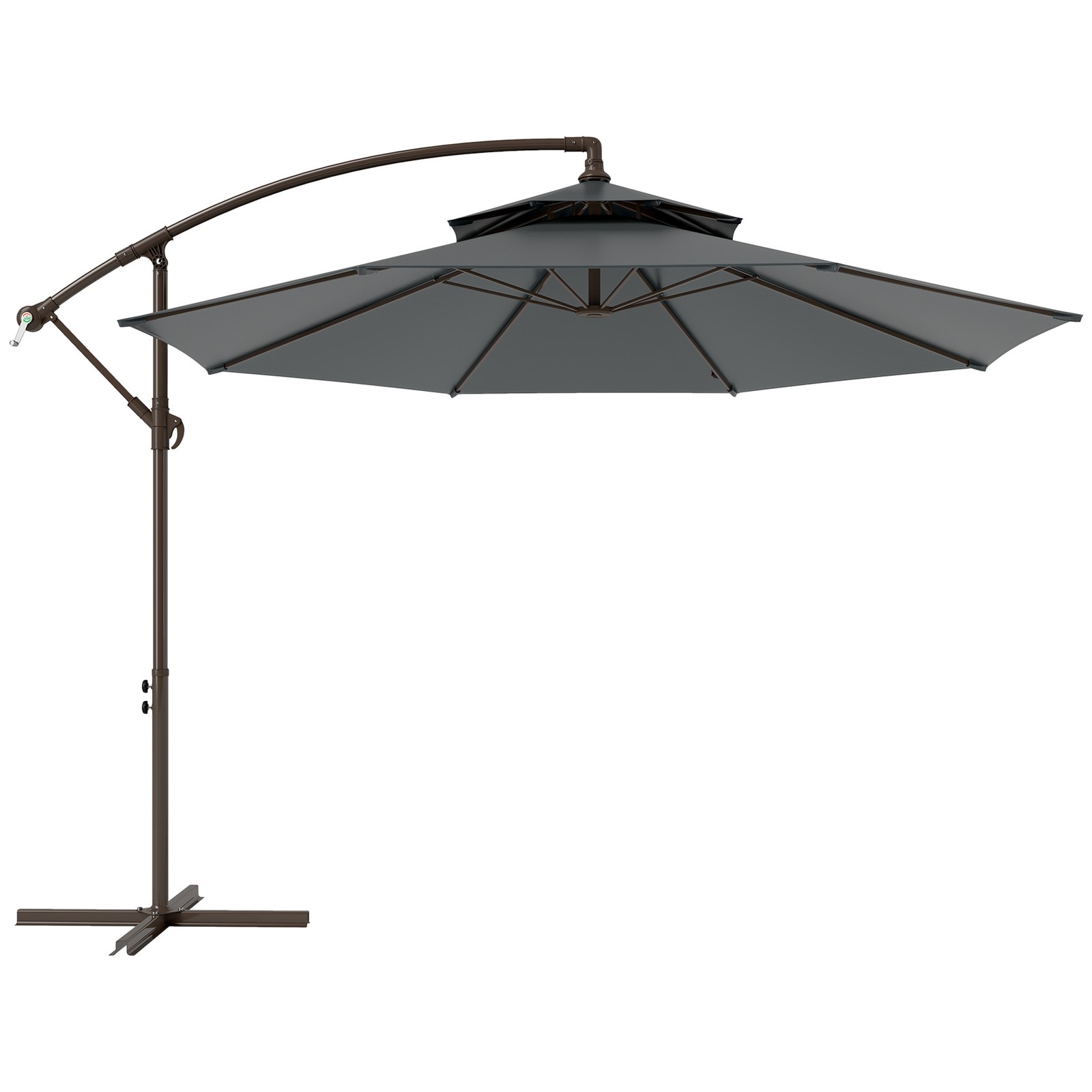Outsunny 2.7m Cantilever Banana Parasol Outdoor Sun Shade w/ Crank, Dark Grey