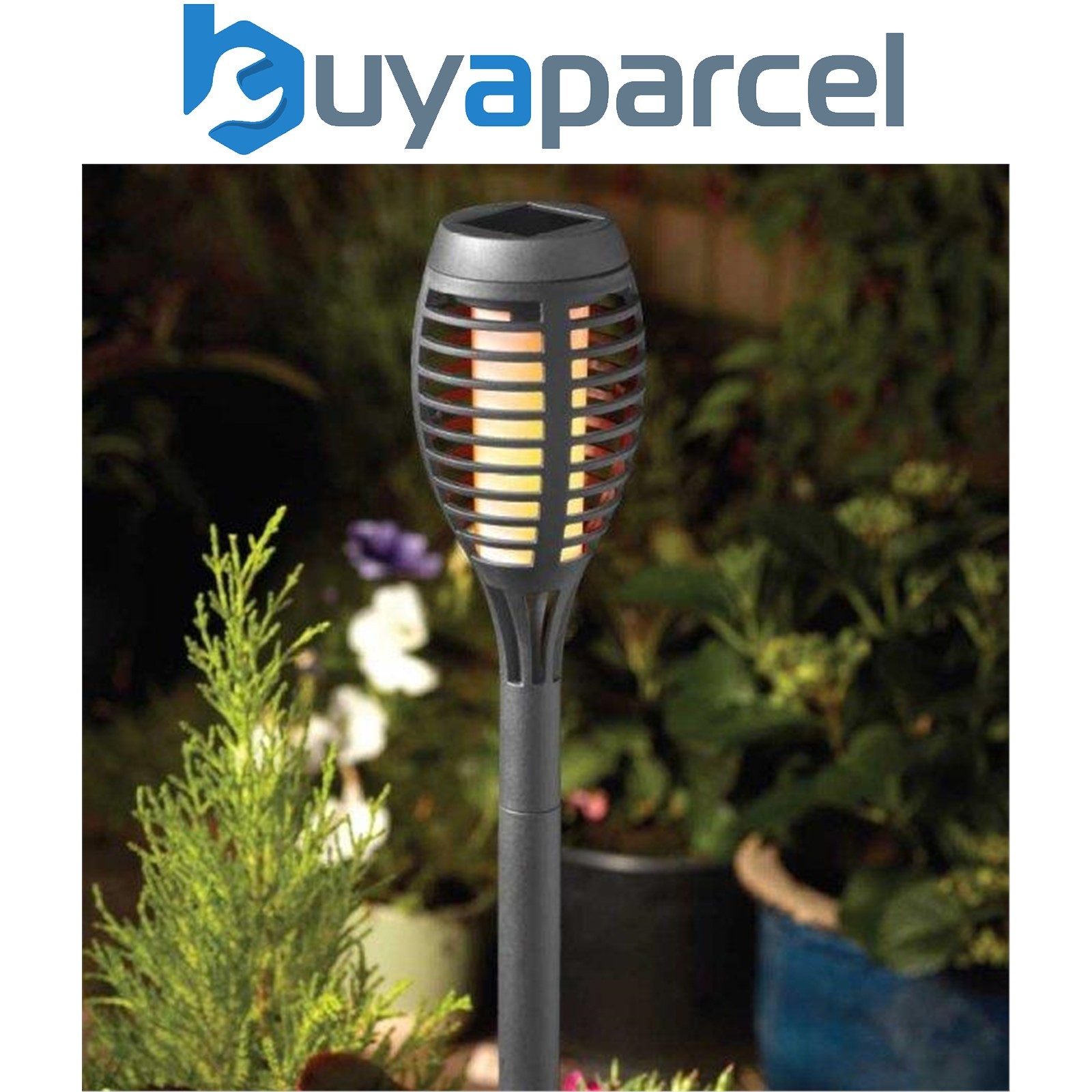 5 x Smart Garden Slate Grey Solar Party Flaming Torch Light Stake Lantern LED
