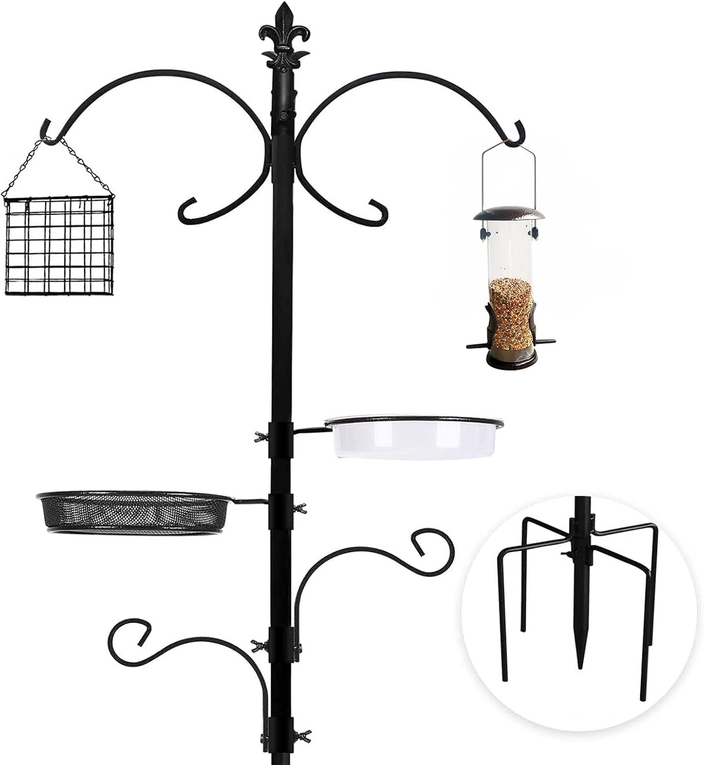 Urban Deco Bird Feeding Station With Feeders -Hanging Station Heavy Duty Pole F