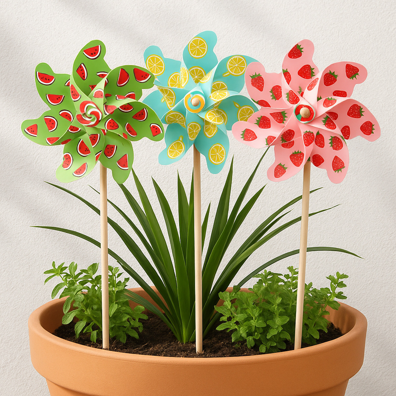 24x Decor Whirligig Garden Ornament Fruits Design 17x46 CM Colourful Wind Chime