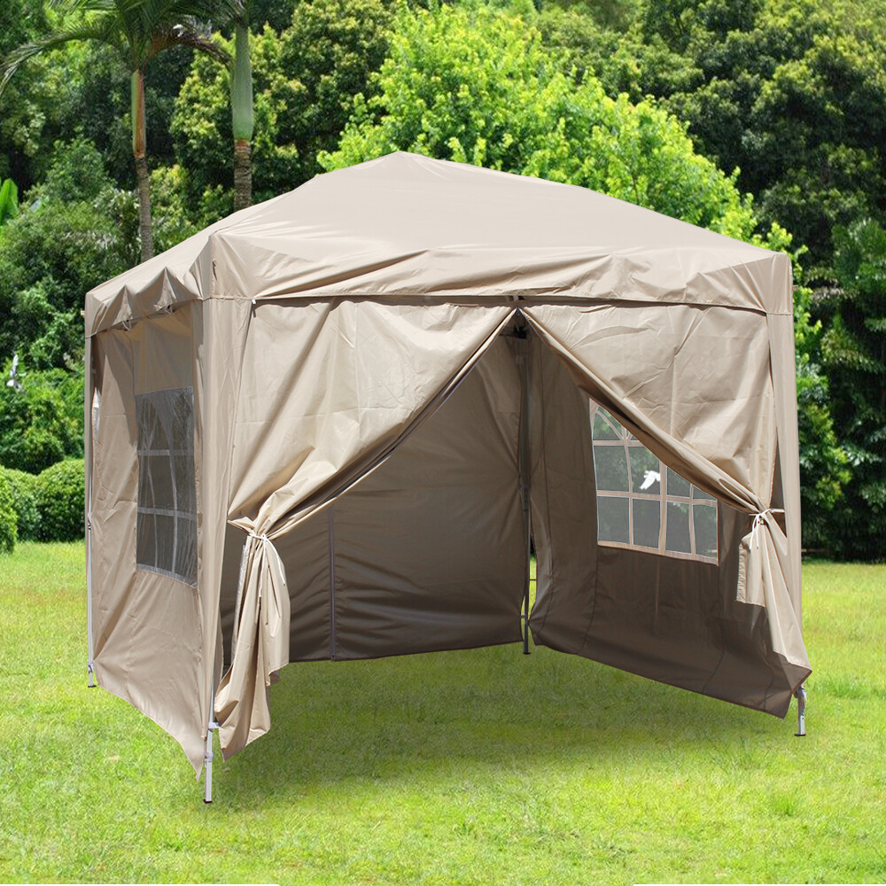 2x2M Pop Up Gazebo Marquee Canopy Outdoor Garden Patio Party Wedding Tent Beige