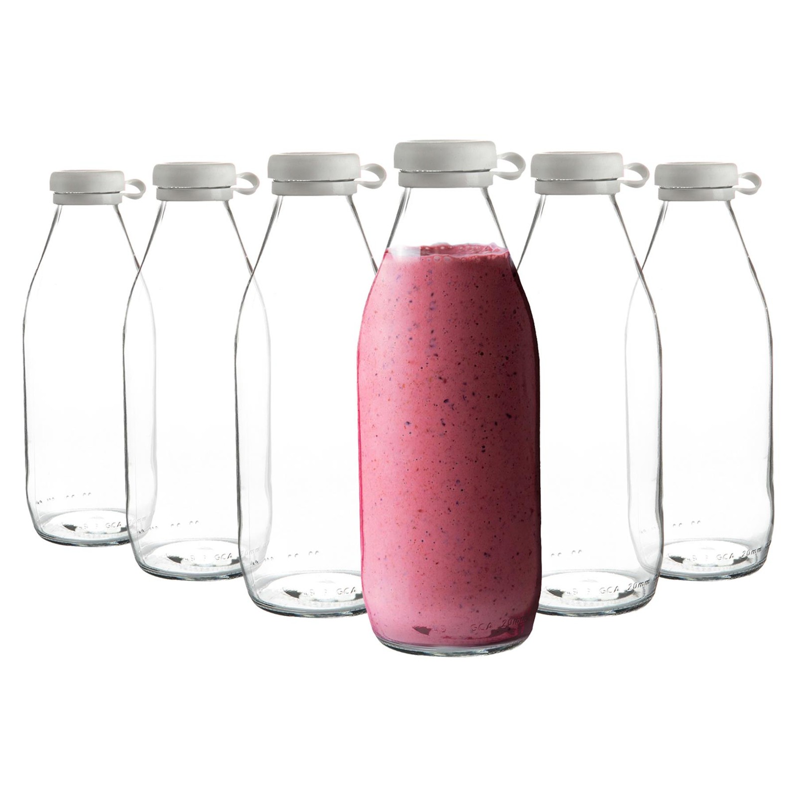 6x Tallo Glass Bottles Fridge Water Juice Storage Serving Decanter 1 Litre