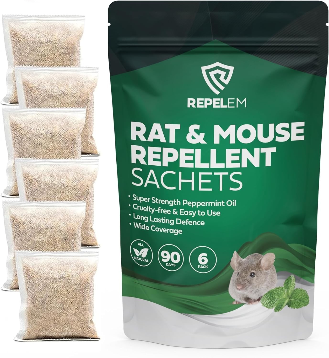 Rat & Mouse Repellent Peppermint Oil Sachets - Natural Mice Repellent & Rat Det