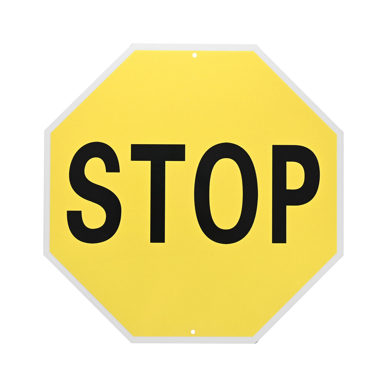1 PCS Stop Sign 18x18" Aluminum,Black Letters on Yellow Background