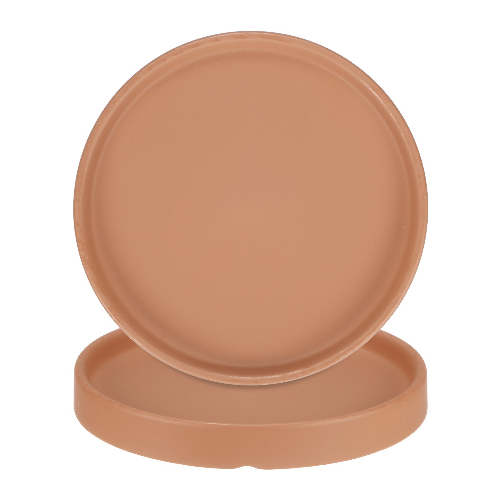 2-Pack Ceramic Plant Saucer, 6.3 Inch Saucer Drip [Round Dark Orange]
