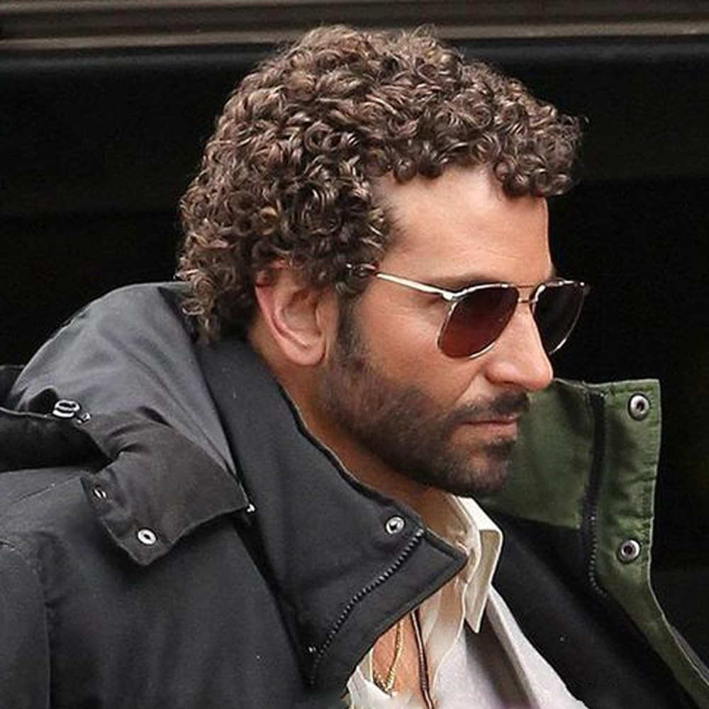 Short Curly Brown Wig for Men Afro Synthetic Wig Natural Looking Daily Party Co