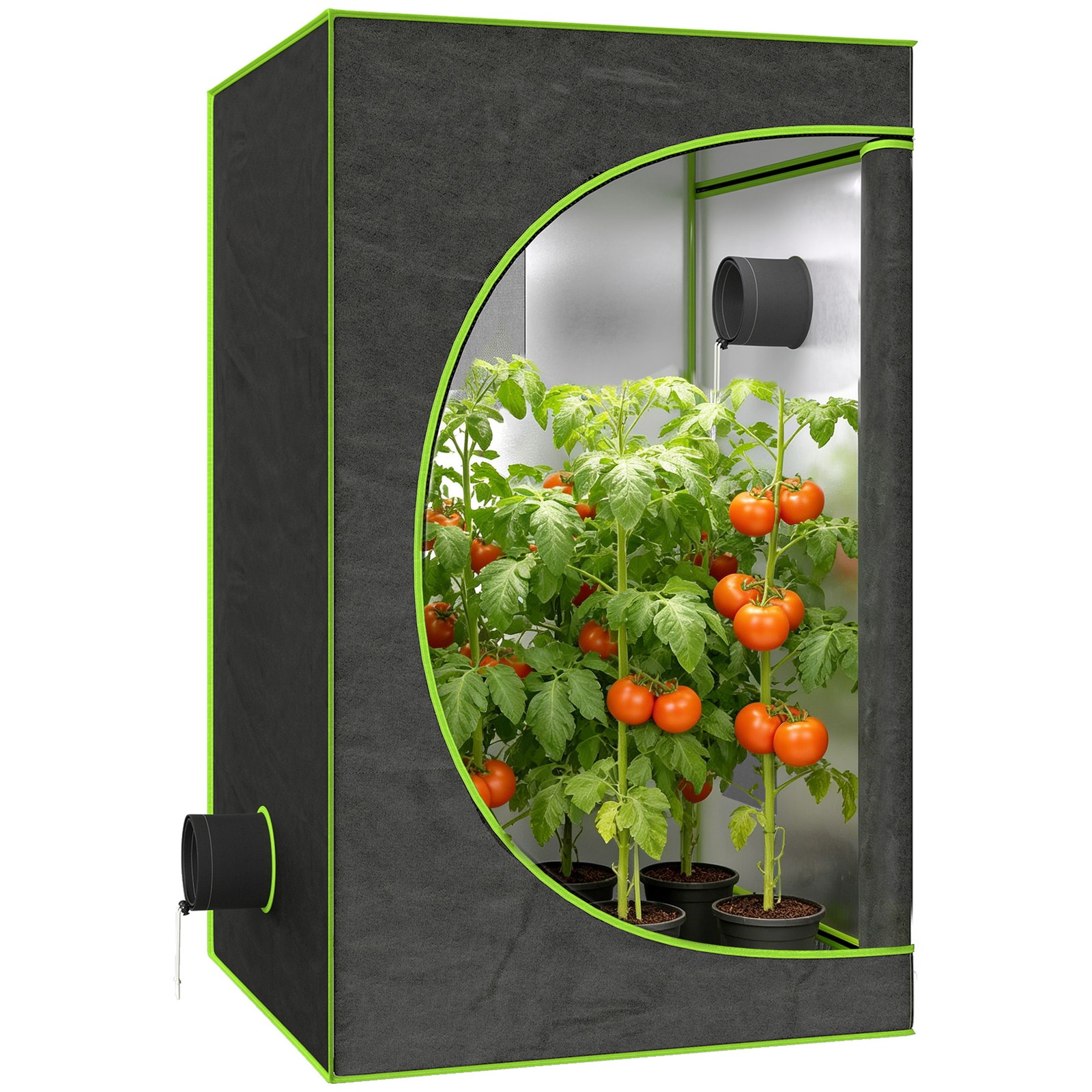 Outsunny Grow Tent, Reflective Mylar Hydroponic Growing Tent, Black