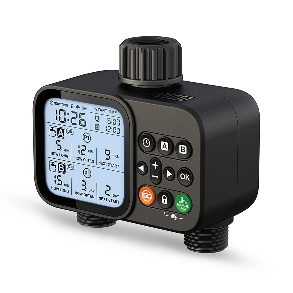 2-Outlet Water Timer Automatic Timed Irrigation System Outdoor Home Garden4690