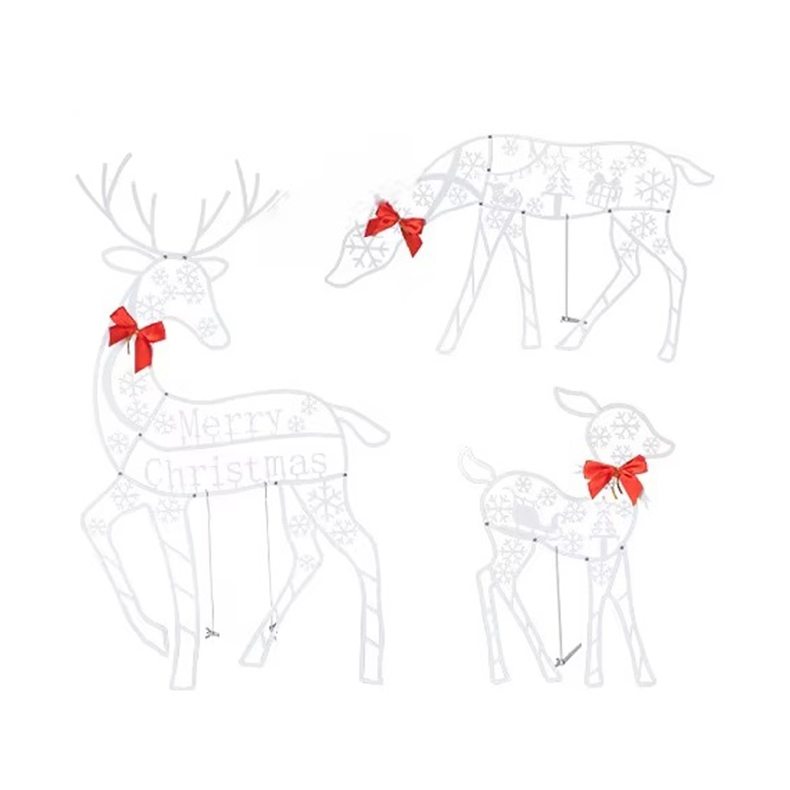 3PCS Handmade Iron ArtElk Deer Christmas Garden Decor &LED Light Glowing3860