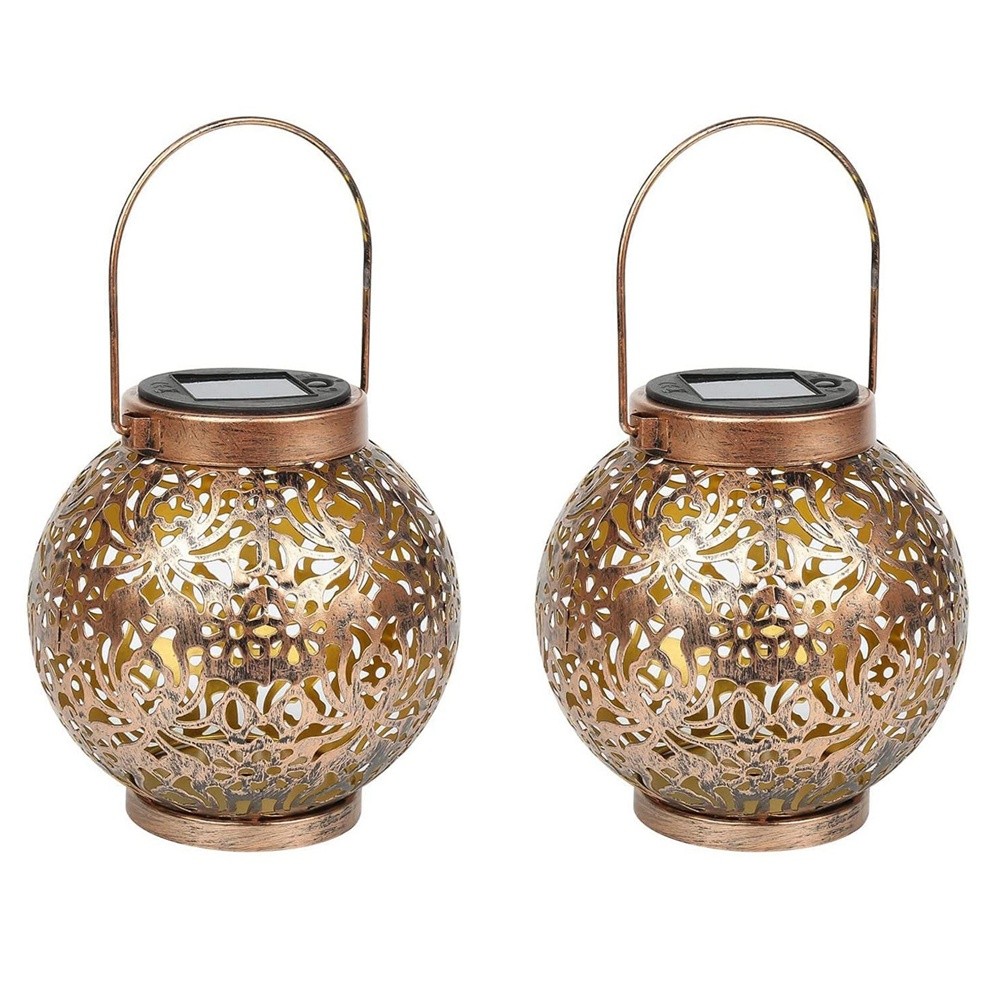 2 Pack Metal Solar Lights IP55 Hanging Garden Decoration E5G33510