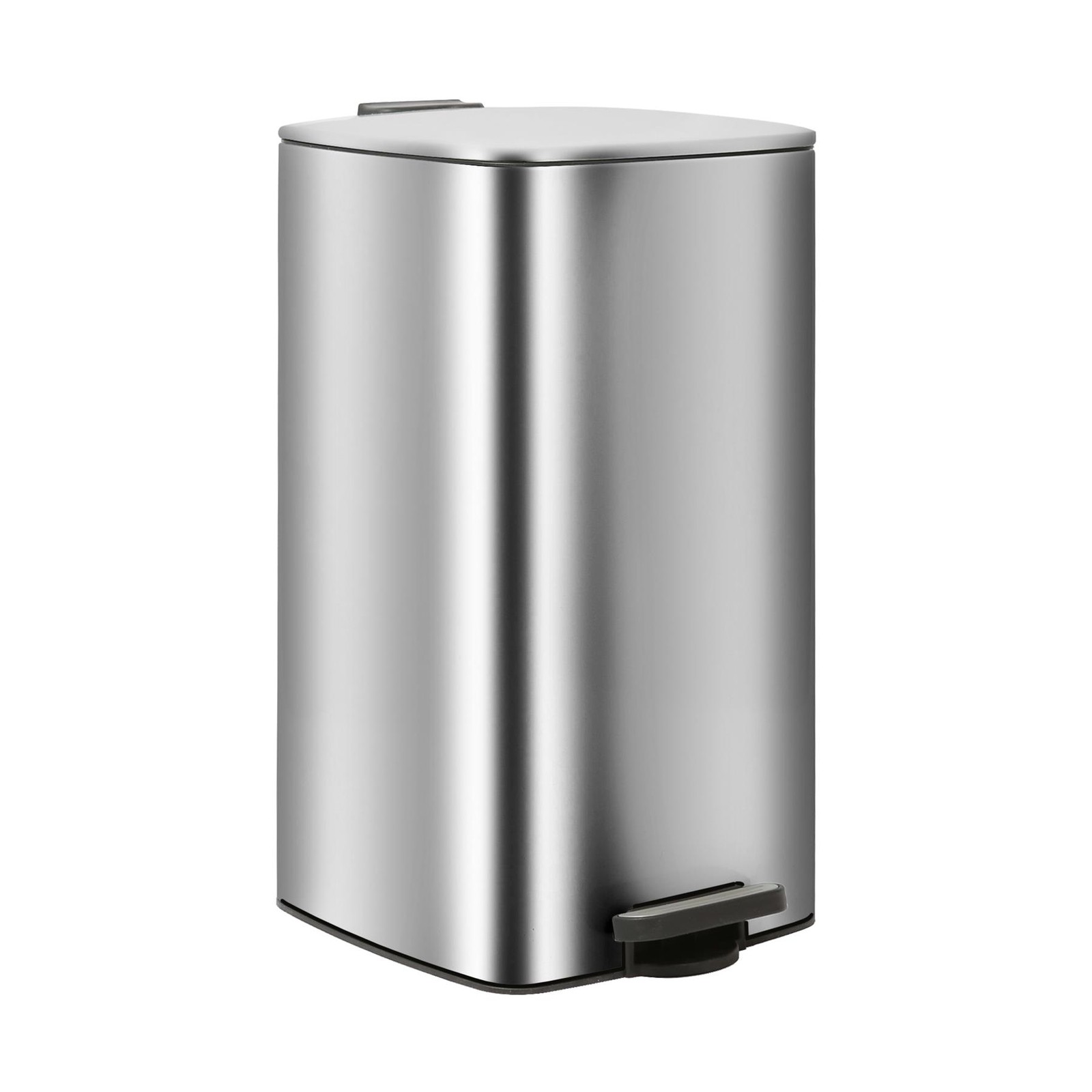 1x 30L Square Stainless Steel Kitchen Pedal Bin Chrome Rubbish Waste Dustbin