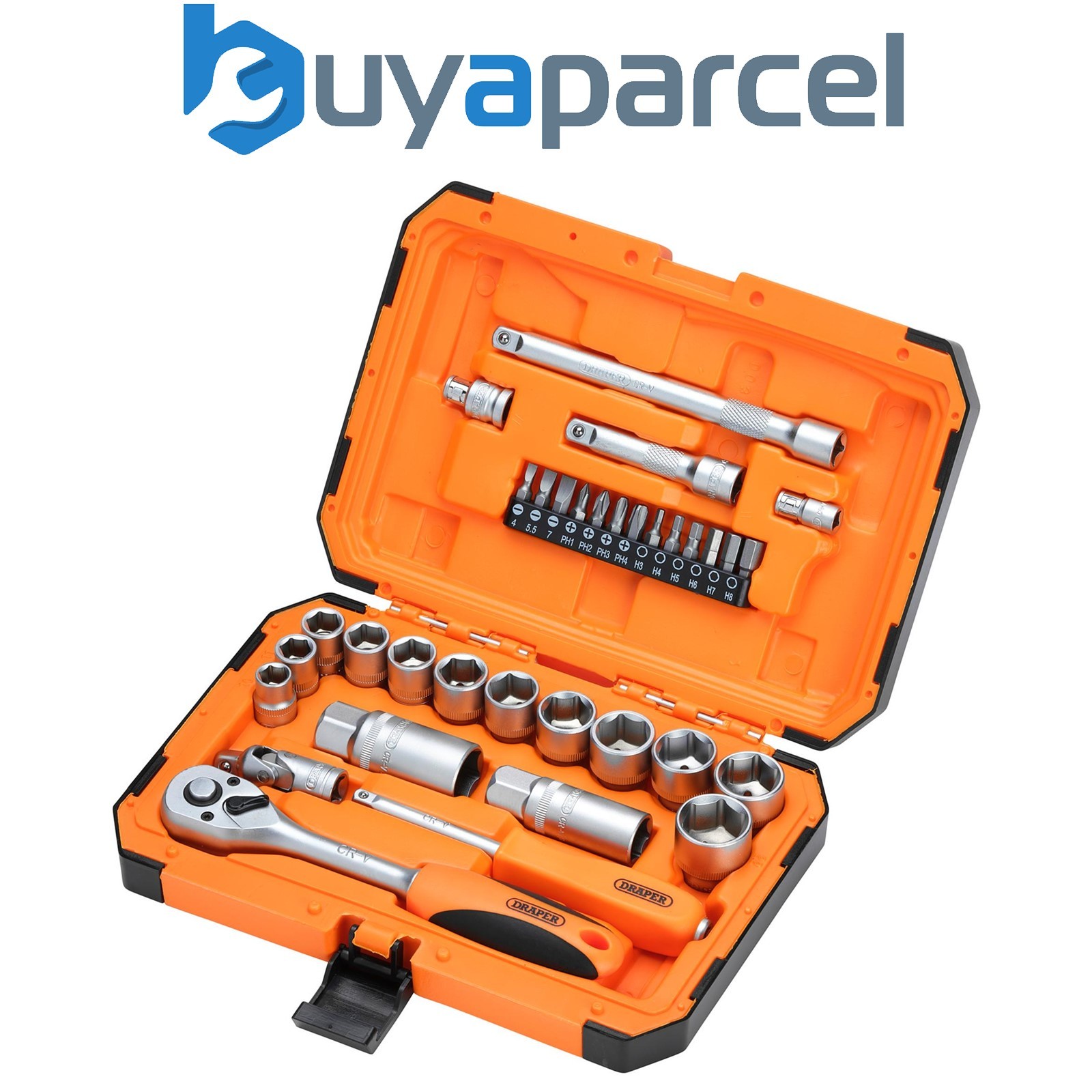 Draper 22110 HI-TORQ 6 Point Socket Set, 1/4" and 3/8" (34 Piece)