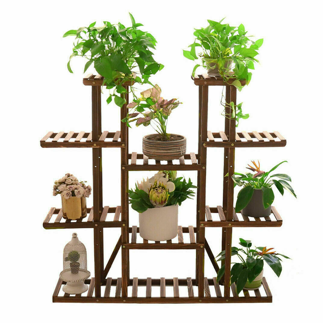 Moisture-proof Wooden Plant Pot Stand Rack Rustproof Flower Bonsai Display Shelf