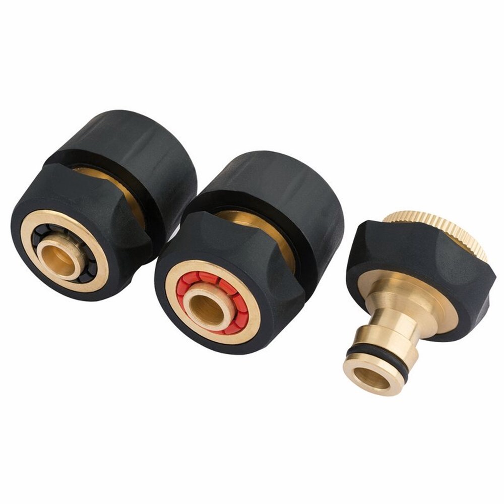 Draper 3 PC BRASS/RUBBER HOSE SET 24529 Brass and Rubber Hose Connector Set (3