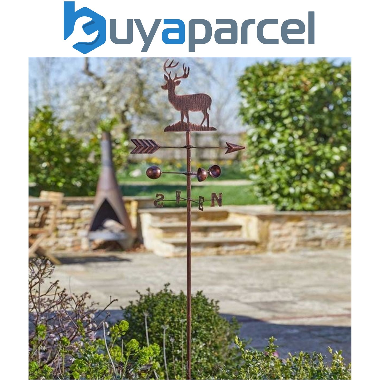 Smart Garden Stag Windvane Wind Weather Vane Mobile Brushed Copper 170cm